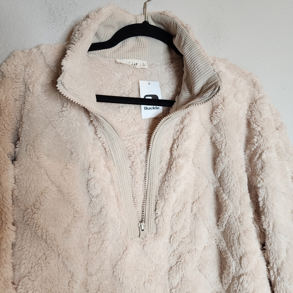 NWT Buckle Cozy Sherpa Fleece Cream 1/4 Zip Pullover Soft Stretch Size Small - Picture 15 of 16